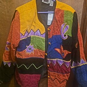 Maggie Barnes Multicolor Patchwork Cardigan